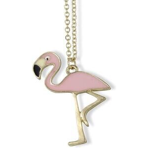 Flamingo Bird Pink with Black and Yellow Beak Charm Necklace